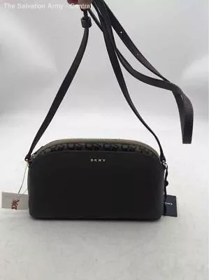 DKNY Womens Black Beige Bryant Dome Monogram Adjustable Strap Crossbody Bag • $17.50