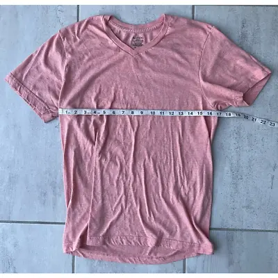 $5.84 • Buy Alfani Mens T-Shirt Pink Heathered Short Sleeve V Neck Cotton Blend Tee S