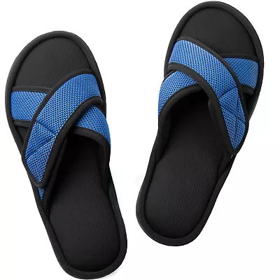 Mens Adjustable Sandal Slipper  Memory Foam Summer Cross Strap House Slides • $15.39