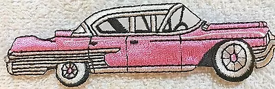 $5.99 • Buy Iron On Embroidery PATCH 50'S CAR SEDAN 1957 CADILLAC Fleetwood Pink NEW