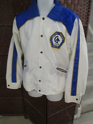 Vintage 70s Button Up Light Jacket Varsity Size 42 Safety Award Retro Large • $14.54
