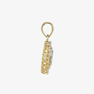 Natural Topaz Gemstone Pendant Blue Handmade 14k Yellow Gold Indian Jewelry • $456