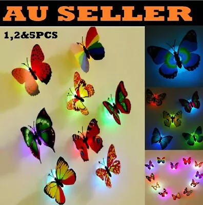 3D Wall Sticker LED Butterfly Night Light Indoor Decoration HomeWall Decor Party • $11.99