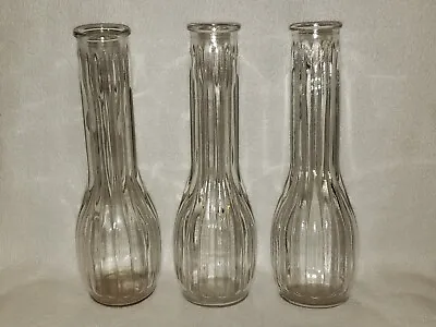 Lot Of 3 Clear Glass Flower Vases - 9  Tall • $19.99
