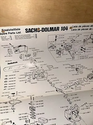 Sachs Dolmar 104 Chainsaw (  Parts List ) Original Copy! • £10.92