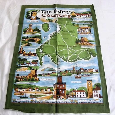 Vintage Retro  The Burns Country  Map Tea Towel All Cotton Unused • £4.99