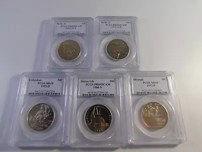 Lot Of 5 Commemorative Half Dollar MS 69 WW IIStature LibertyOlympicColumbus • $49.99