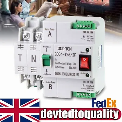 £28.64 • Buy 2P 63A 230V Smart Automatic Transfer Switch Home Dual Power Grid To AC Generator