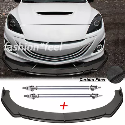 For Mazdaspeed 3 2 5 6 Front Bumper Lip Splitter Spoiler Strut Rod CARBON FIBER • $109.56