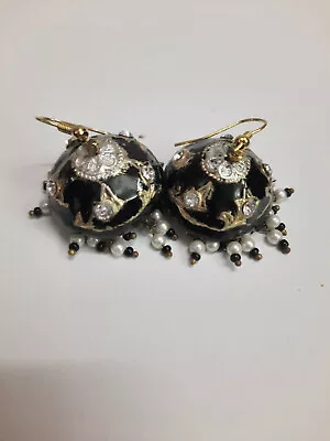 Rare And Rajasthani Traditional Ethnic Handmade Silver Meenakari Jhumka Earings  • $32.50