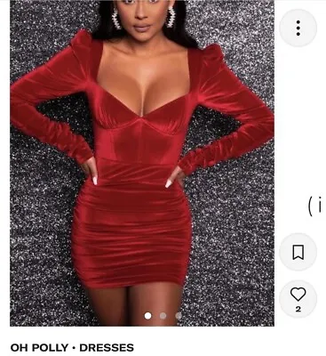 Oh Polly Red Velvet Mini Dress Sold Out Size 6 ‘Midnight Shadows’ • £9.99