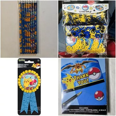 Pokemon Birthday Party Supplies Favors Confetti Thank You Cards Pencils • $10.99