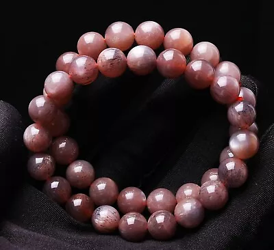 9.5mm 2Pcs Natural Black Moonstone Sunstone Strong Light Crystal Bead Bracelet • $3.81