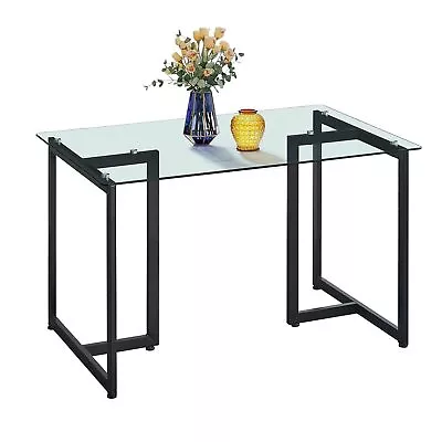 47  Modern Rectangular Dining Table With Spacious Tempered Glass Tabletop & B... • $237.01