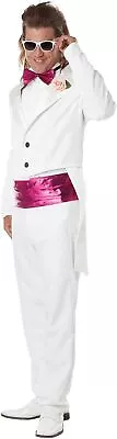 80's Prom Date Man Retro Suit White Fancy Dress Up Halloween Adult Costume • $78.95