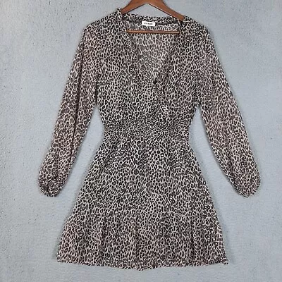 Steve Madden Dress Women's Small Brown Cheetah Print Ruffle Cottage Core Prairie • $24.99