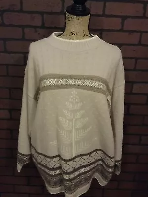 Vintage CAPE COD SPORTSWEAR Womens Beige Ski Lodge Sweater Size 16W USA F2-10 • $19.99