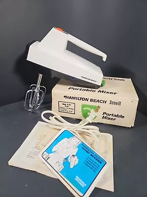 Vintage Hamilton Beach Scovill Portable Mixer Model 107W White Hand Mixer • $17.99