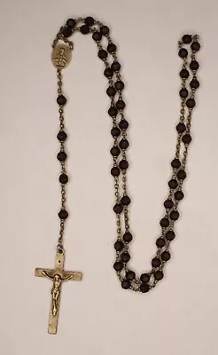 Vintage Sterling Silver With Ruby Red Glass Beads Rosary - Crucifix Prayer Beads • $38