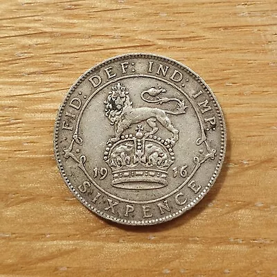 £6.80 • Buy 1916 George V Solid Silver Sixpence Pre 1920 British Silver Coin
