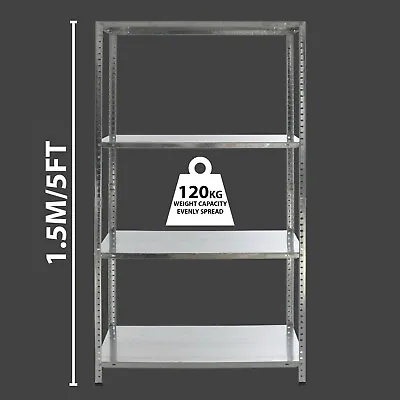 Galvanised 4 Tier Metal Shelving Storage Garage Shelves Steel Workshop Racking • £18.99