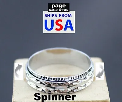 Unique Designer Jewelry Silver  Spinner  Stainless Steel Rings Size 6-10 #8 • $3.99