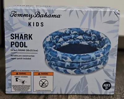 TOMMY BAHAMA Kids Shark Pool ~ Age 3+ Summer Swim 34  Round Mini Inflatable NEW! • $18.77