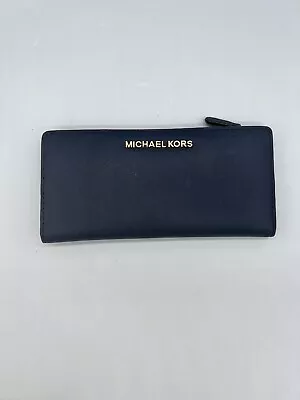 Michael Kors Saffiano Leather Slim Snap Wallet Dark Blue Gently Used • $39.99