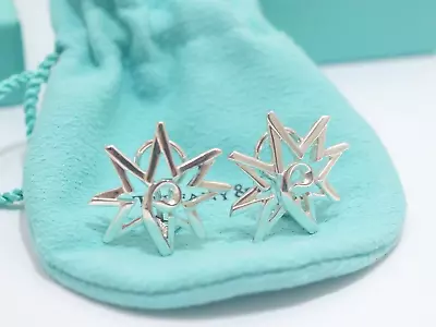 Tiffany & Co. Silver Paloma Picasso Sun Star Clip On Earrings • $185