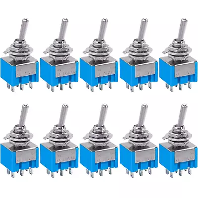 10Pcs DPDT Mini Toggle Switch 6-Pin 2 Position ON/ON Miniature Toggle Switch 6A  • $16.05