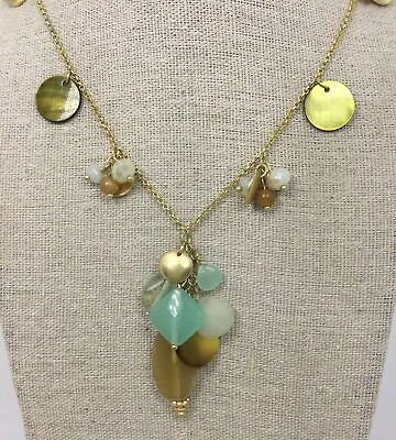 Chico's Jade Mother Of Pearl Coin Cluster Necklace  • $6.50