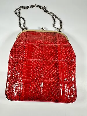 Vintage Red Faux Snake Evening Bag Chain Strap • $12.99