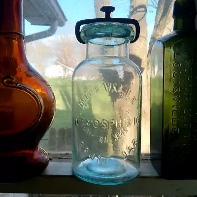 Millville Atmospheric Fruit Jar Whitalls Patent 1861 Quart Complete W/lid Nice! • $120