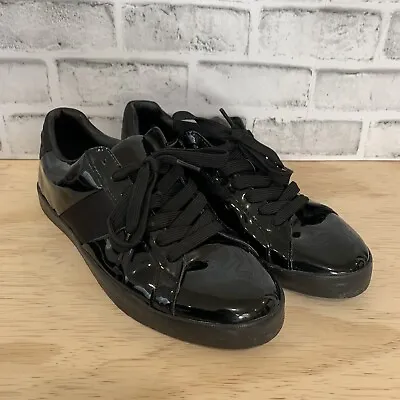 $59.97 • Buy Rare Zara Men's Patent Leather Satin Lace Plimsolls Sneakers Size 43 US 10 Black