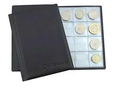Black Coin Album 96 COINS PERFECT For 50p £1 £2 COIN FOLDER BOOK POCKET BL • £6.49