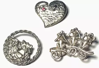 Lot Of 3 Brooches Darling Dash Heart Danecraft Monkeys Signed/Unsigned VTG 122 • $19.99