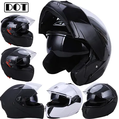 DOT Motorcycle Bike Full Face Helmet Modular Flip Up Dual Shield Inner Sun Visor • $56.99