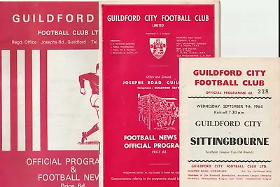 Guildford City FC Home Programmes 1964 To 1972 • £3.50