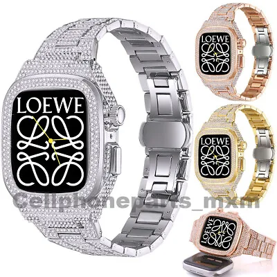 Bling Diamond Metal Case Band Strap Mod Kit For Apple Watch Series 8/7/6/5 Cover • $41.75