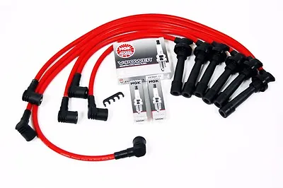$74.88 • Buy Vms Mitsubishi 3000gt V6 10.2mm Racing Spark Wires & Ngk Vpower Plugs Combo Red