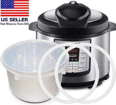 $11.99 • Buy Silicone Sealing Ring Gaskets (2) +Inner Pot Lid Cover (1) For Instant Pot Press