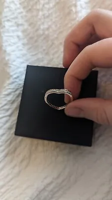 925 Sterling Silver Rose Gold Plated Heart Shaped Ring (Size O/P) • £10