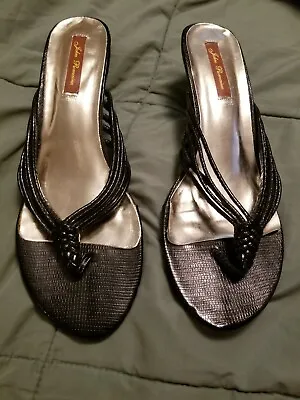 $26 • Buy John Romaine Black Dress Shoe Slide 10  Small Heel 