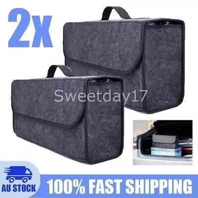 2PC Car Boot Tidy Bag Storage Box Collapsible Trunk Organiser Travel Holder Grey • $26.95