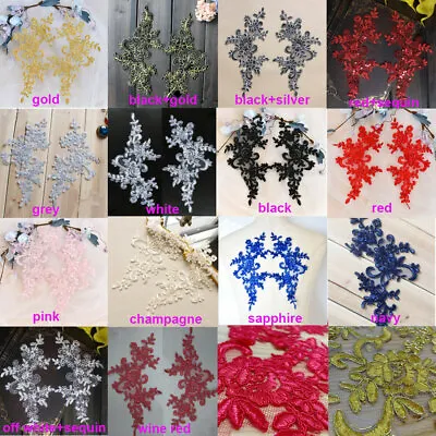 Mirror Pair  Lace Applique Corded Embroidery Floral Patch For DressCostumes • £2.99