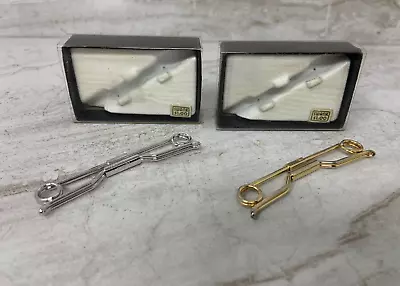 Vintage SWANK Collar Stay Set Of 2  Bar Clip Simple Classic 1950's Style Gold • $49.50