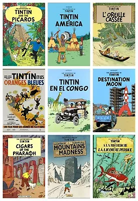 VINTAGE Tintin TIN TIN POSTER PRINT A5 A4 A3 A2 • £3.99