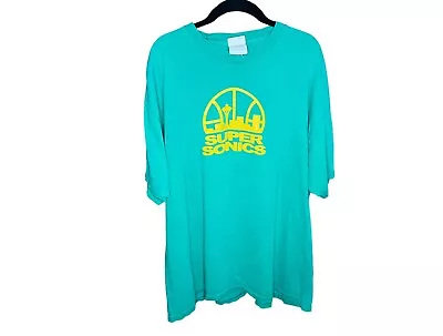 Vintage Seattle SuperSonics Port And Company T-Shirt Y2K Size XL Green • $25