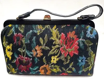 Womens Vintage Tapestry Purse Handbag Mid Century Floral  Carpet Bag Kadin USA • $80