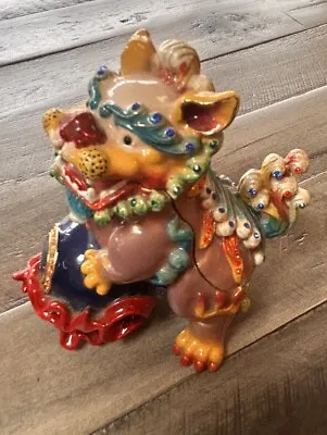 Chinese  Foo Dog Porcelain Trinket Box • $25